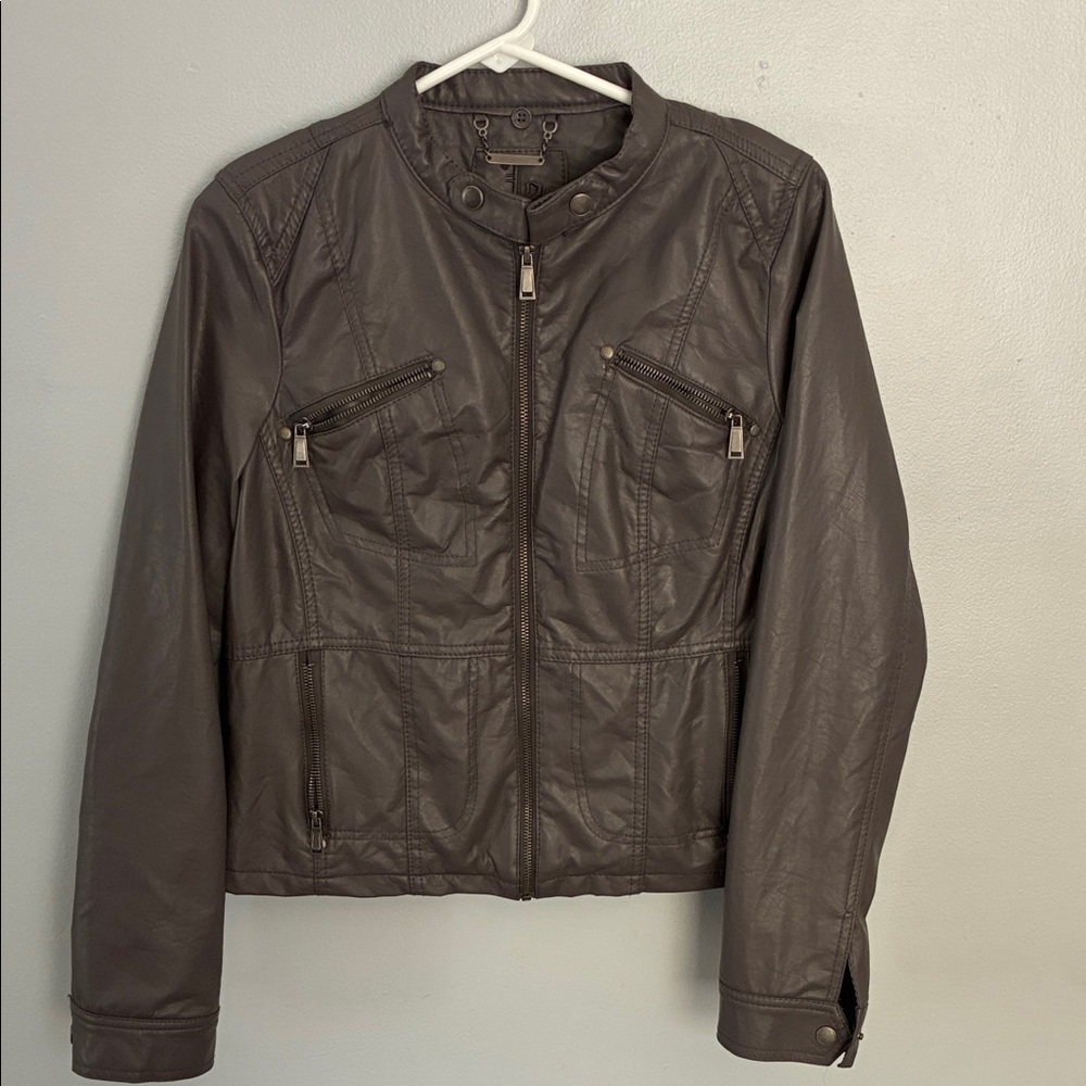 Women’s Grey Faux Leather Jacket